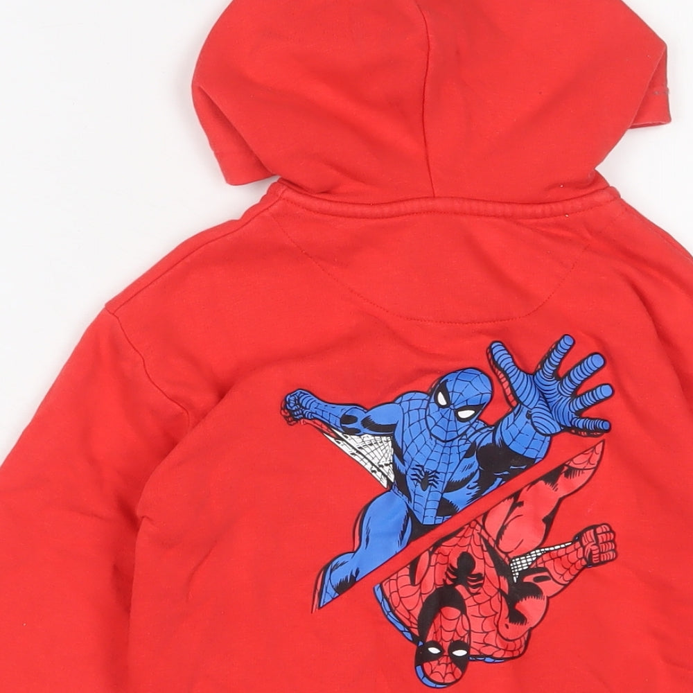 Marks and Spencer Boys Red Cotton Full Zip Hoodie Size 6-7 Years Zip - Spiderman