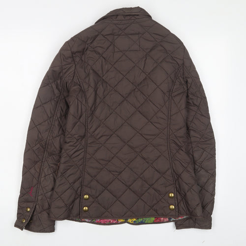 Joules Womens Brown Quilted Jacket Size 10 Zip