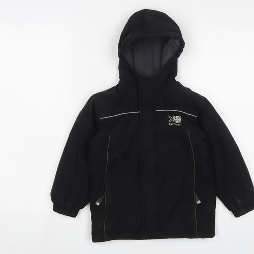 Karrimor Boys Black Basic Coat Coat Size 4-5 Years Zip - Logo, Embroidered