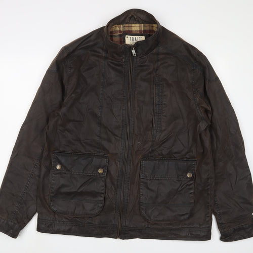 Trait Mens Brown Jacket Size L Zip