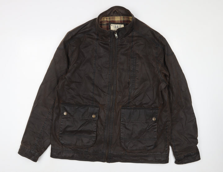 Trait Mens Brown Jacket Size L Zip