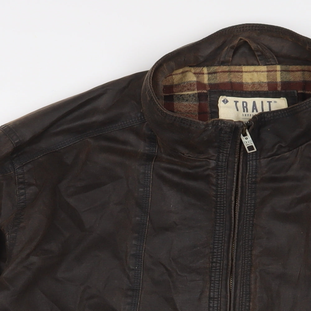 Trait Mens Brown Jacket Size L Zip