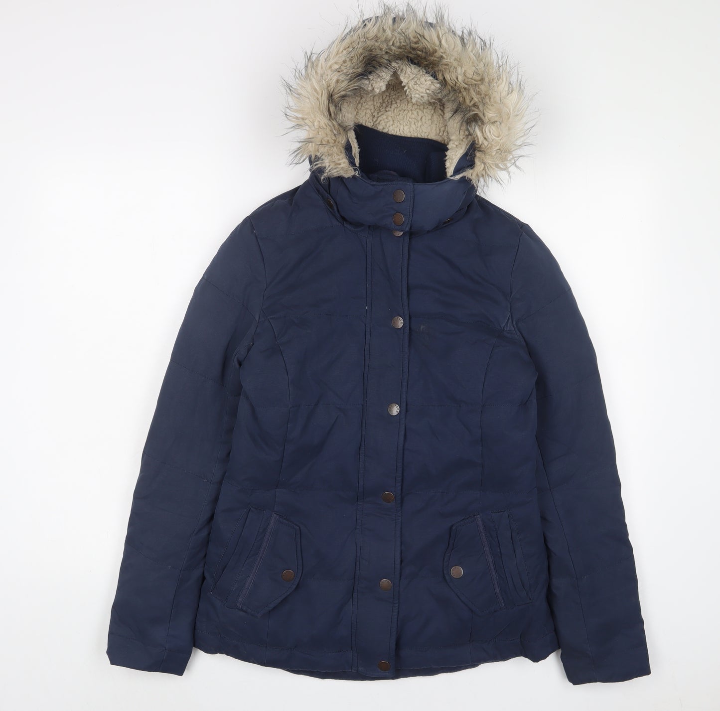 Fat Face Womens Blue Parka Coat Size 8 Zip