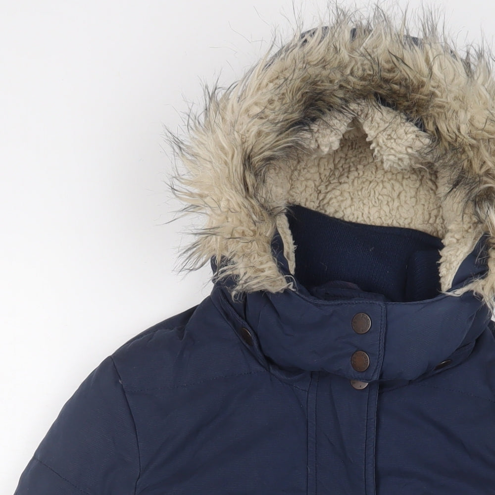 Fat Face Womens Blue Parka Coat Size 8 Zip