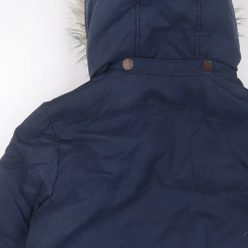 Fat Face Womens Blue Parka Coat Size 8 Zip