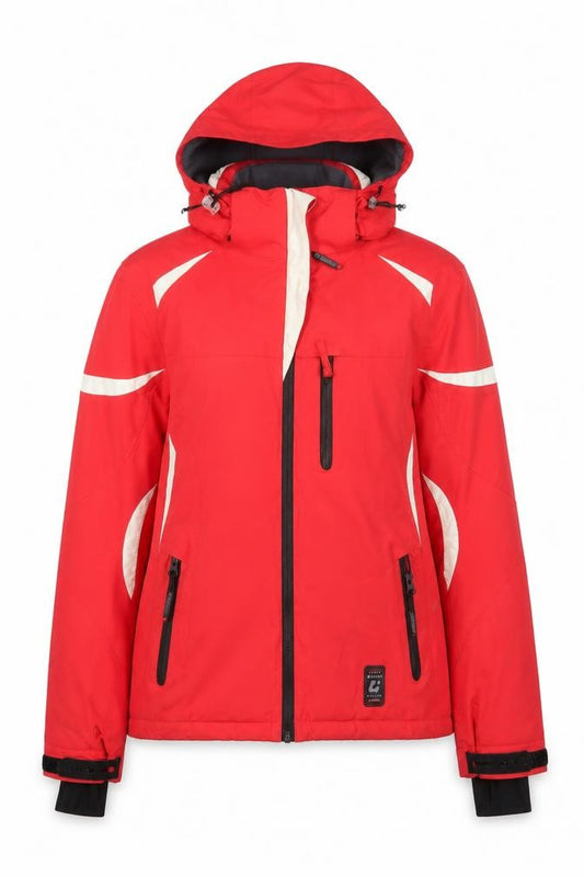 Front view of Killtec women’s red jacket coat, size UK 10, zip