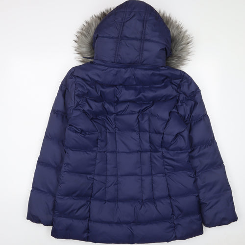 Andrew Marc Womens Blue Parka Coat Size L Zip - Zip Pockets