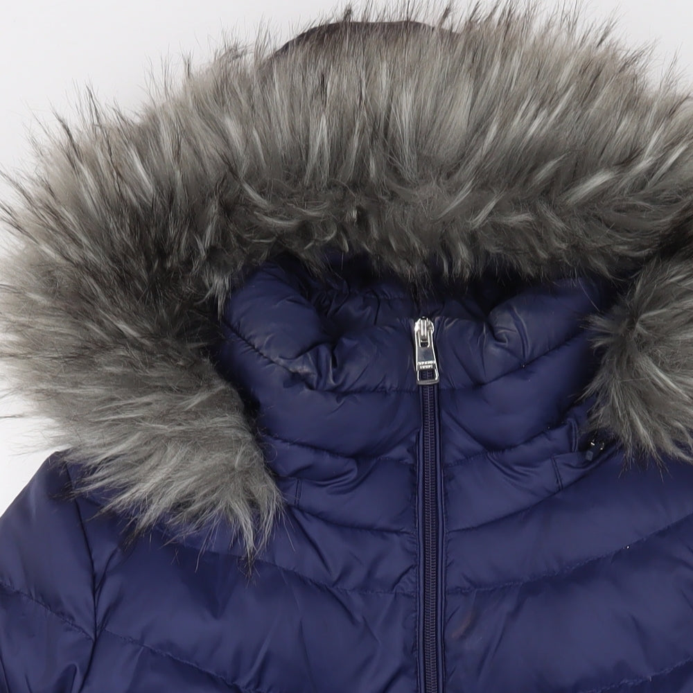 Andrew Marc Womens Blue Parka Coat Size L Zip - Zip Pockets