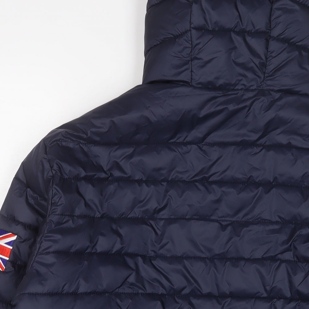 Normandy 2020 Mens Blue Puffer Jacket Jacket Size L Zip - Embroidered