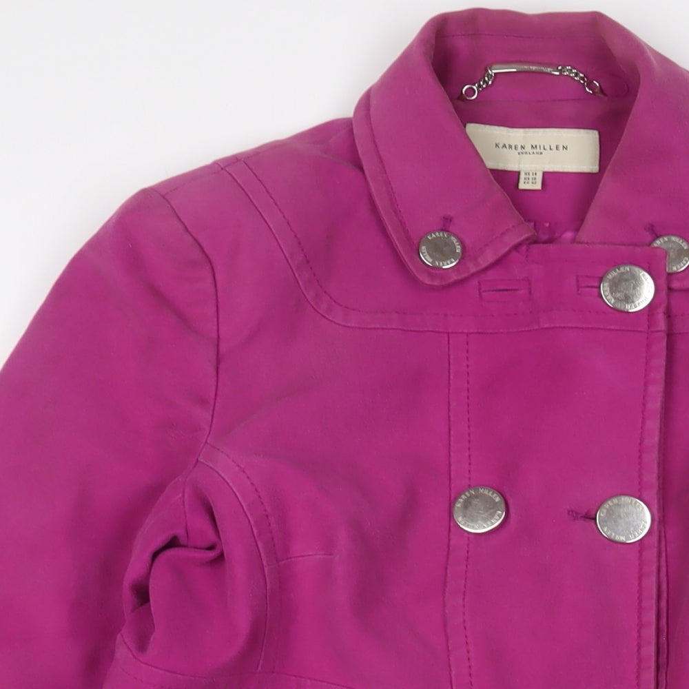 Karen Millen Womens Purple Overcoat Coat Size 14 Button