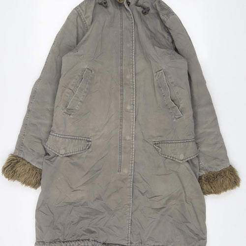QED London Womens Green Parka Coat Size S Zip