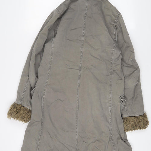 QED London Womens Green Parka Coat Size S Zip