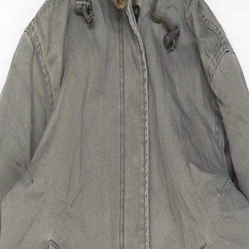 QED London Womens Green Parka Coat Size S Zip