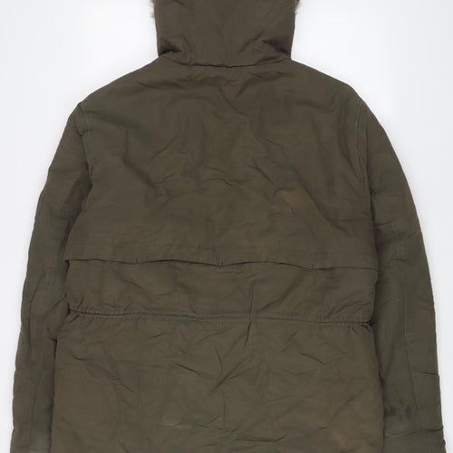 Fred Perry Mens Green Parka Coat Size L Zip