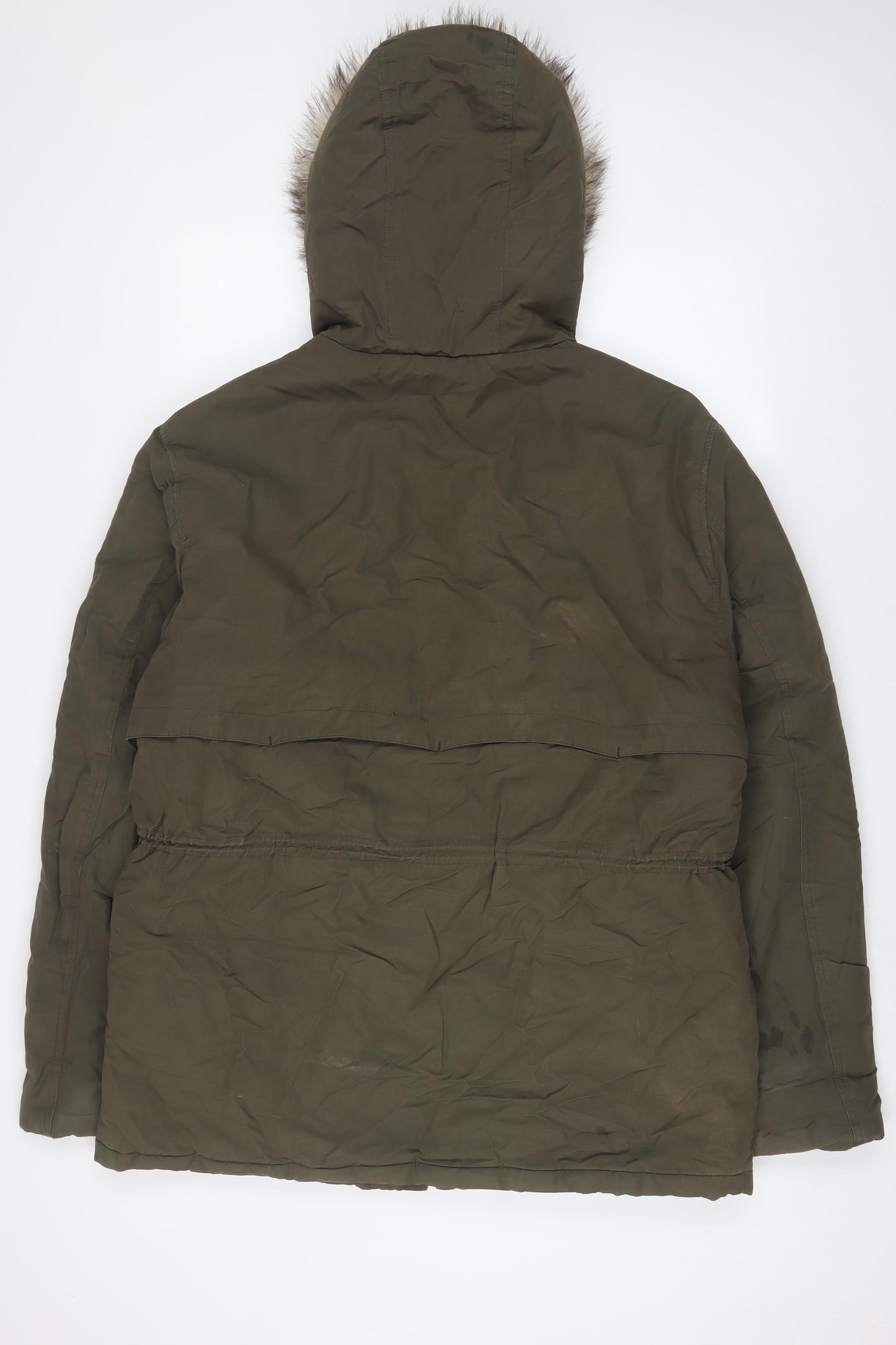 Fred Perry Mens Green Parka Coat Size L Zip