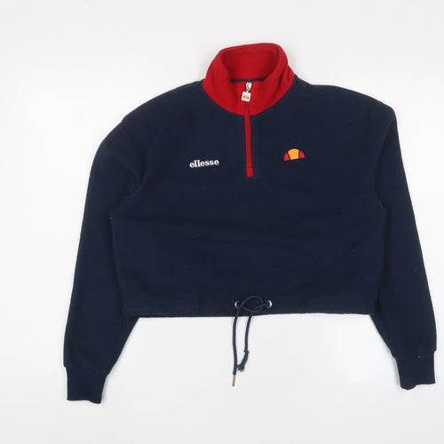 ellesse Womens Blue Polyester Pullover Sweatshirt Size 4 Zip - Logo, Embroidered