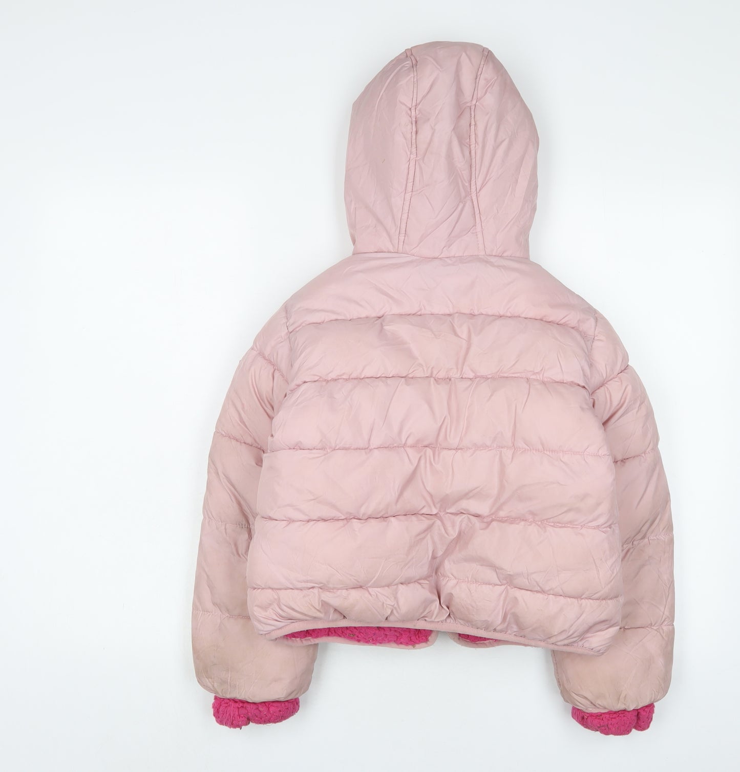 DKNY Girls Pink Basic Coat Coat Size 7-8 Years Zip - Logo