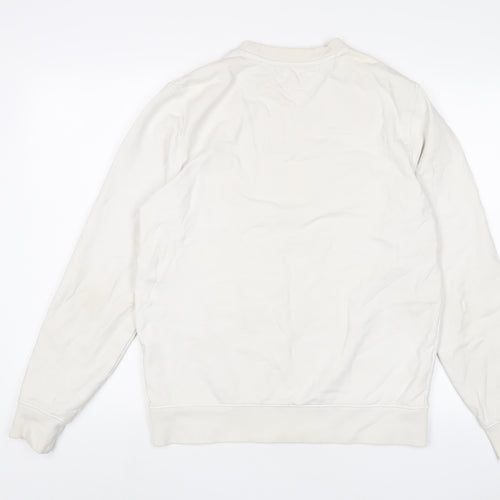Tommy Hilfiger Mens White Cotton Pullover Sweatshirt Size M - Logo
