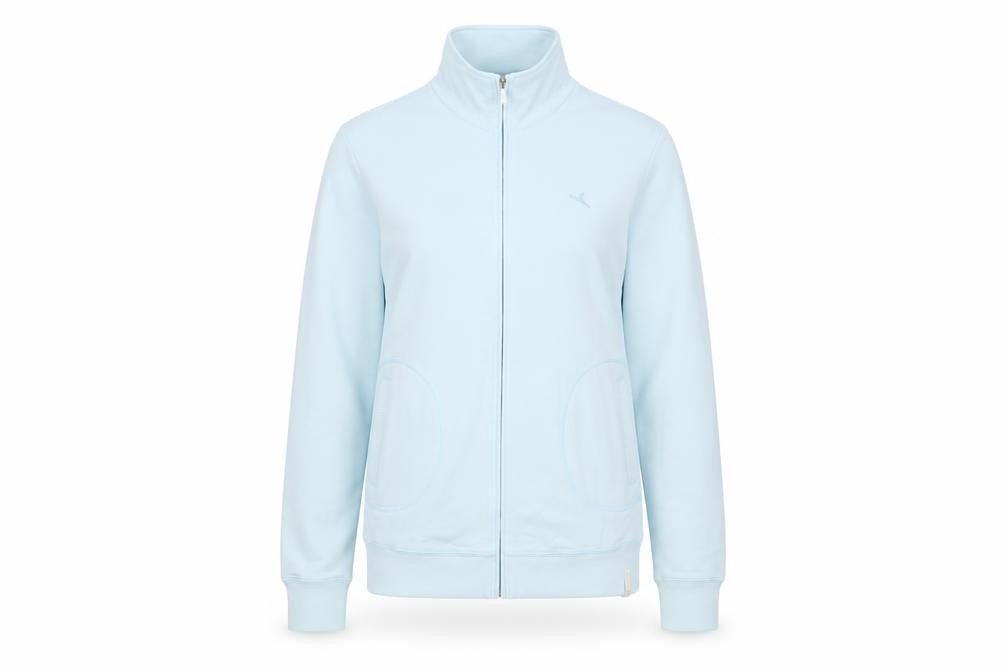 DECATHLON Girls Blue Cotton Full Zip Sweatshirt Size 14 Years Zip - Logo, Embroidered