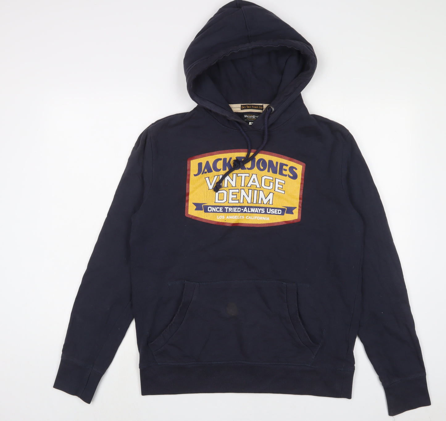 JACK & JONES Mens Blue Cotton Pullover Hoodie Size M