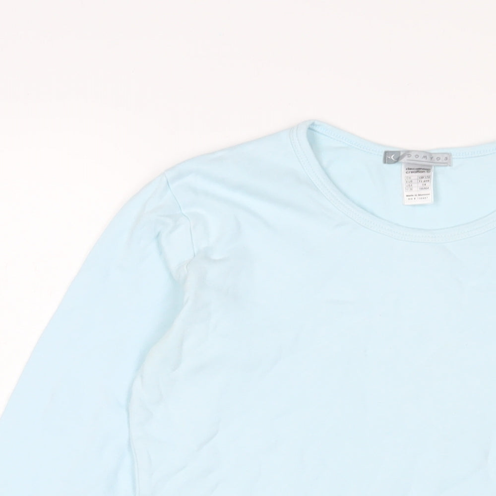 DECATHLON Girls Blue Cotton Basic Casual Size 14 Years Crew Neck Pullover