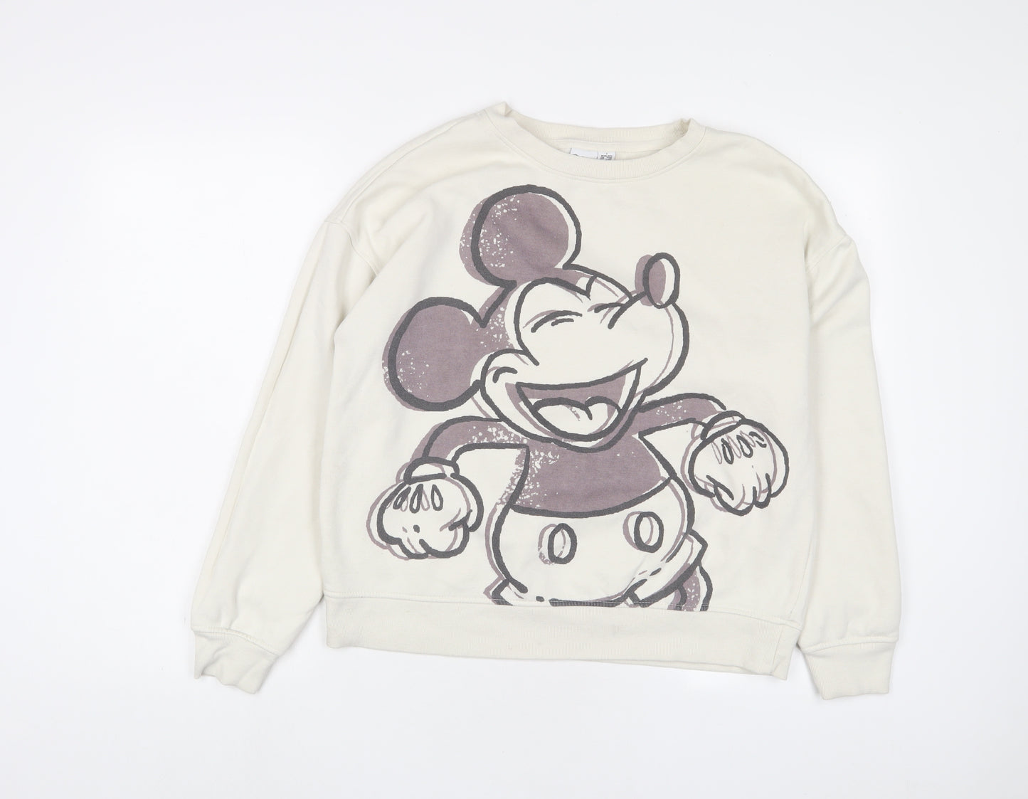 Disney Womens Ivory Cotton Pullover Sweatshirt Size S Pullover - Mickey Mouse