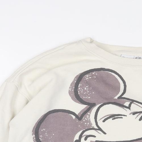 Disney Womens Ivory Cotton Pullover Sweatshirt Size S Pullover - Mickey Mouse
