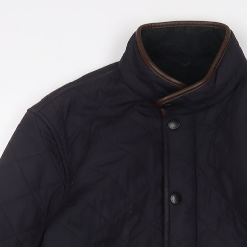 Barbour Mens Blue Quilted Jacket Size L Zip