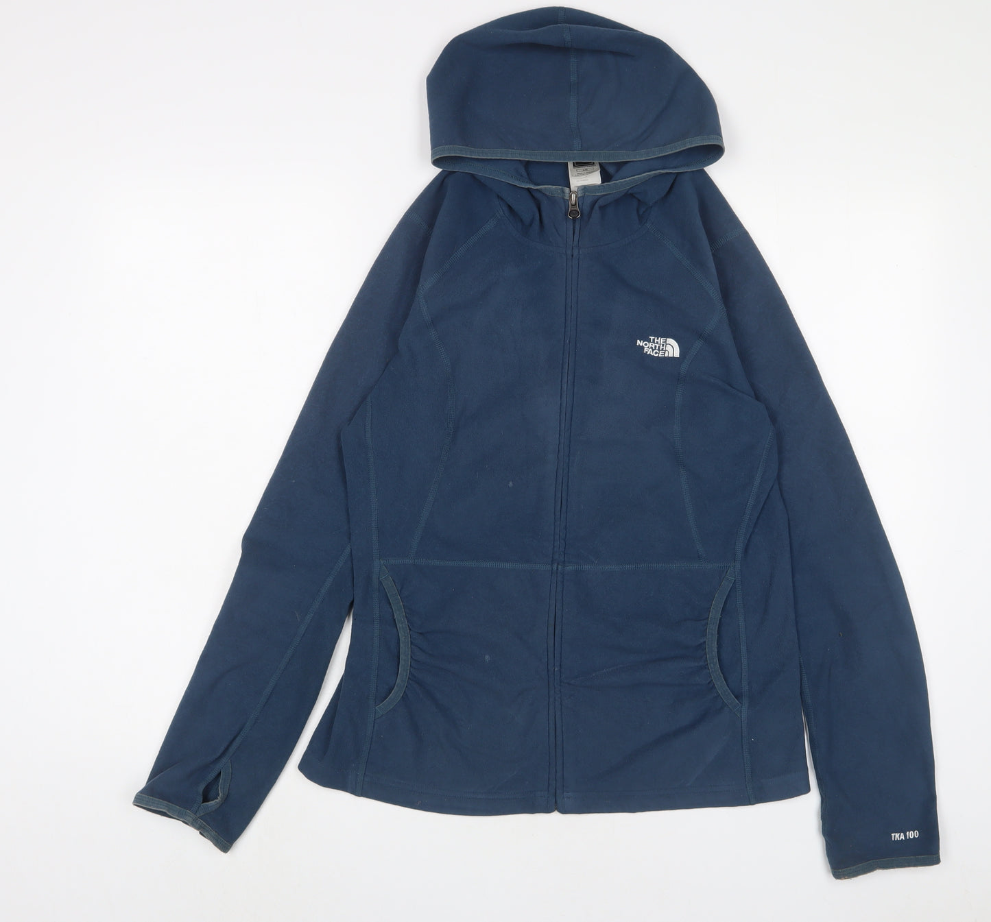 The North Face Womens Blue Jacket Size L Zip - Logo, Embroidered