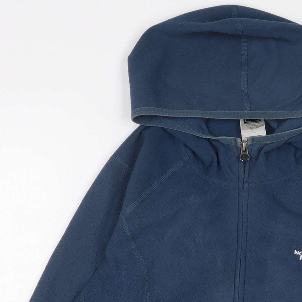 The North Face Womens Blue Jacket Size L Zip - Logo, Embroidered