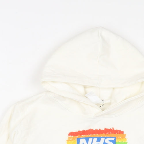 NHS Boys White Cotton Pullover Hoodie Size 5-6 Years Pullover