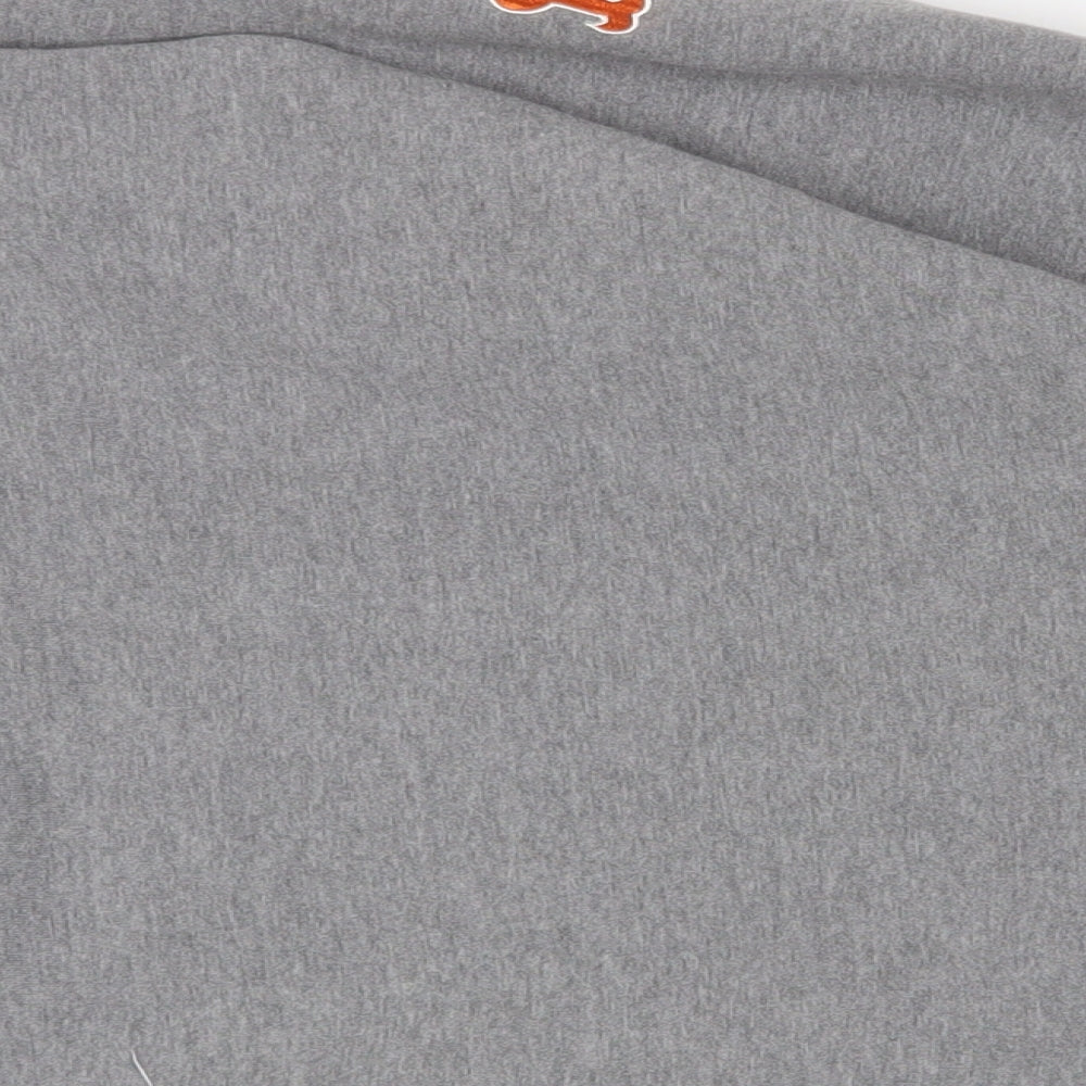 New Era Mens Grey Cotton Pullover Hoodie Size M - Embroidered