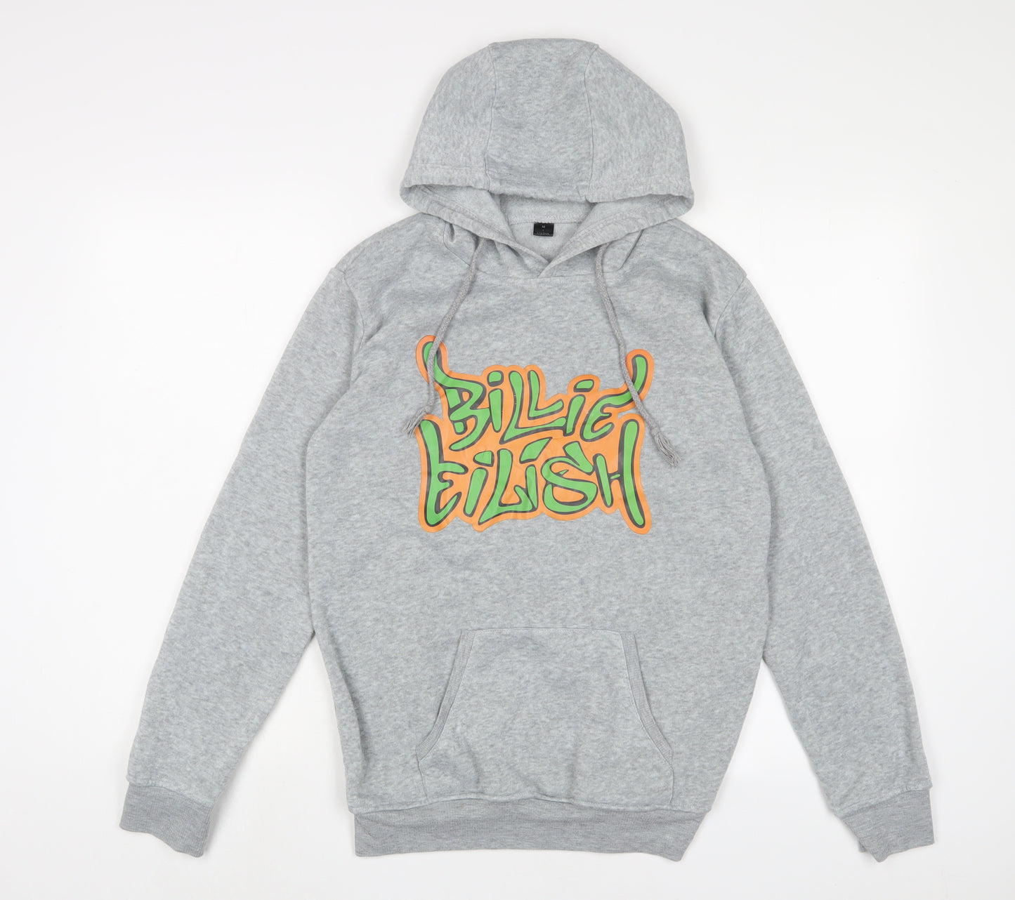 Billie Eilish Womens Grey Polyester Pullover Hoodie Size M Pullover