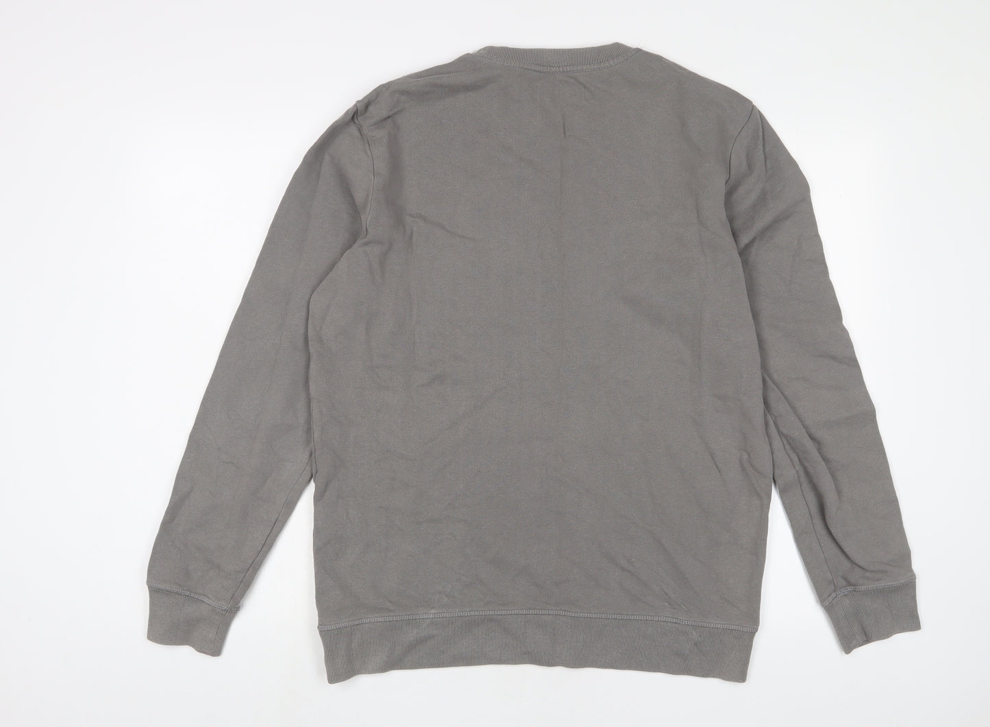 AllSaints Mens Grey Cotton Pullover Sweatshirt Size M - Logo, Embroidered