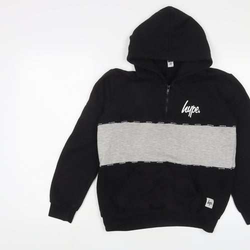 Hype Boys Black Cotton Pullover Hoodie Size 13 Years Zip