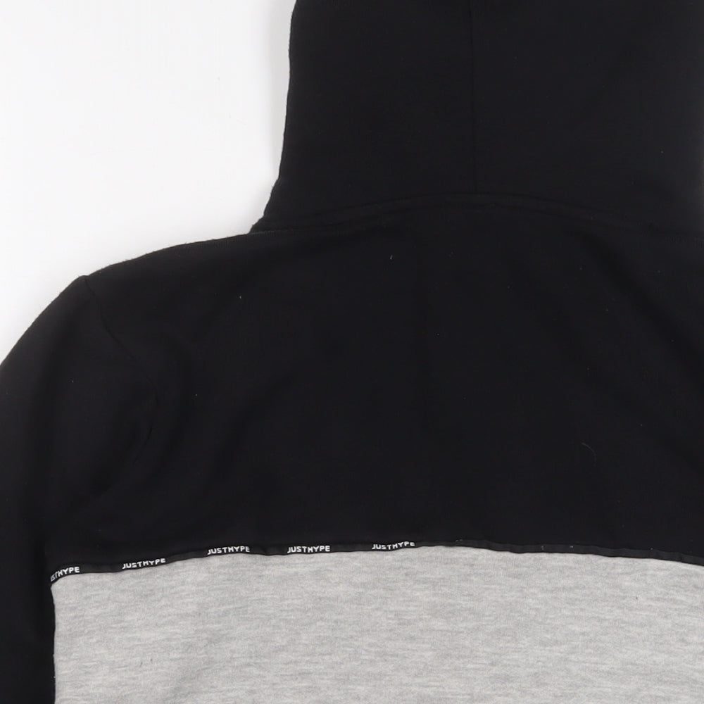 Hype Boys Black Cotton Pullover Hoodie Size 13 Years Zip