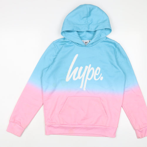 Hype Girls Blue Cotton Pullover Hoodie Size 13 Years Pullover