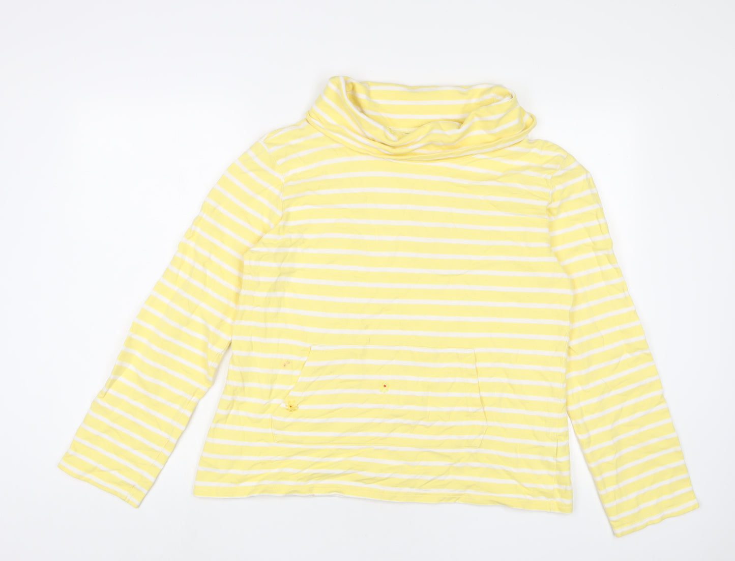 Mountain Warehouse Womens Yellow Striped Cotton Pullover Sweatshirt Size 14 Pullover - Embroidered