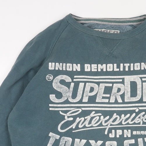 Superdry Mens Blue Cotton Pullover Sweatshirt Size M