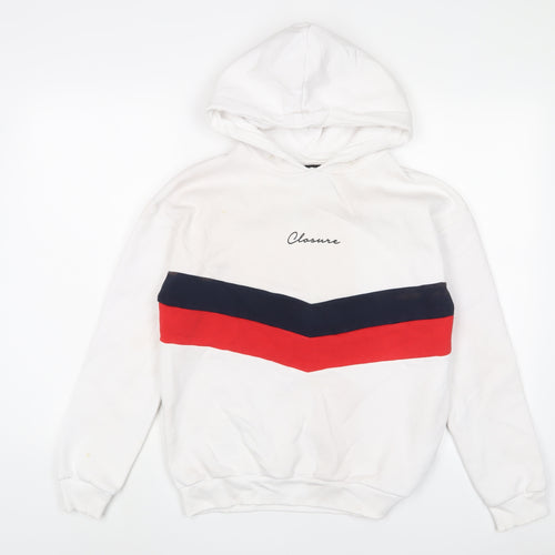 Closure Womens White Cotton Pullover Hoodie Size 10 Pullover - Logo