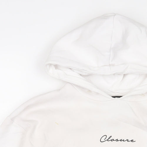 Closure Womens White Cotton Pullover Hoodie Size 10 Pullover - Logo