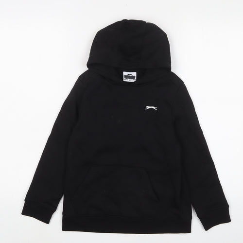 Slazenger Boys Black Cotton Pullover Hoodie Size 9-10 Years Pullover - Logo, Embroidered