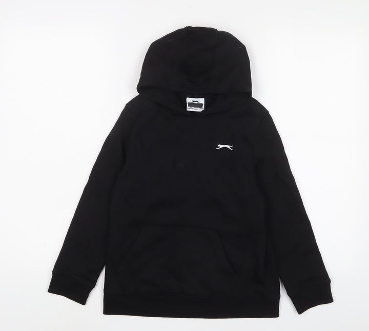 Slazenger Boys Black Cotton Pullover Hoodie Size 9-10 Years Pullover - Logo, Embroidered