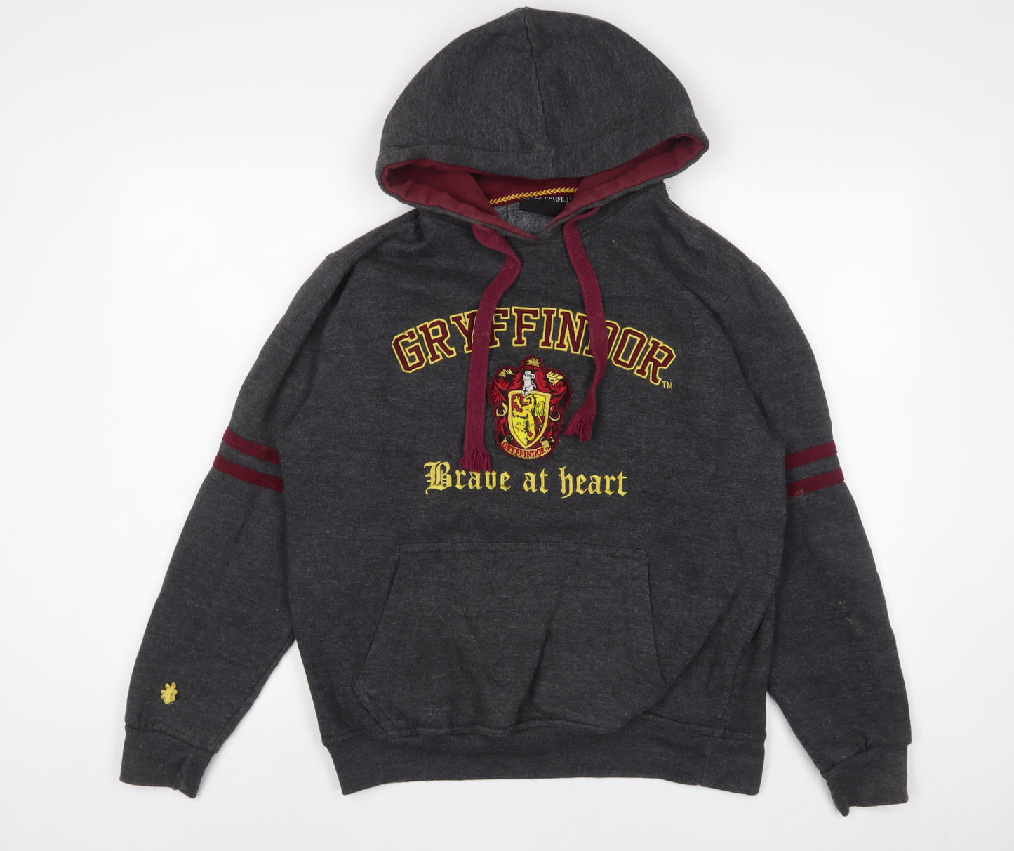 Harry Potter Mens Grey Cotton Pullover Hoodie Size L - Embroidered