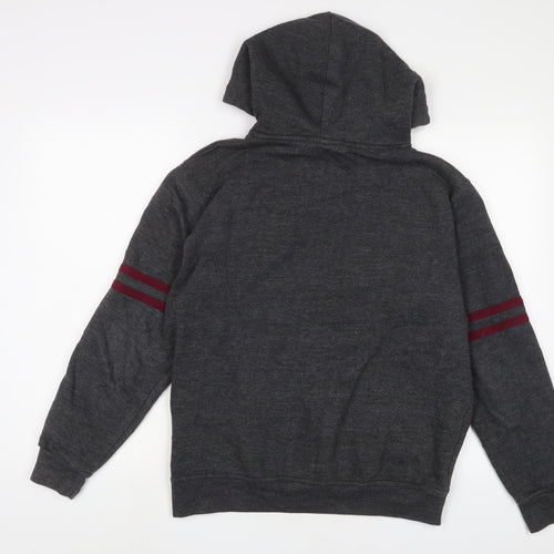 Harry Potter Mens Grey Cotton Pullover Hoodie Size L - Embroidered