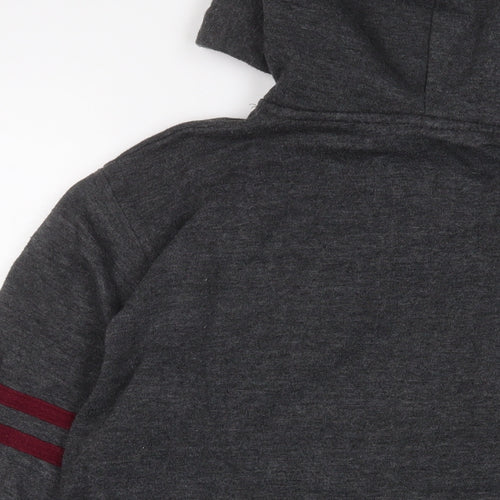Harry Potter Mens Grey Cotton Pullover Hoodie Size L - Embroidered