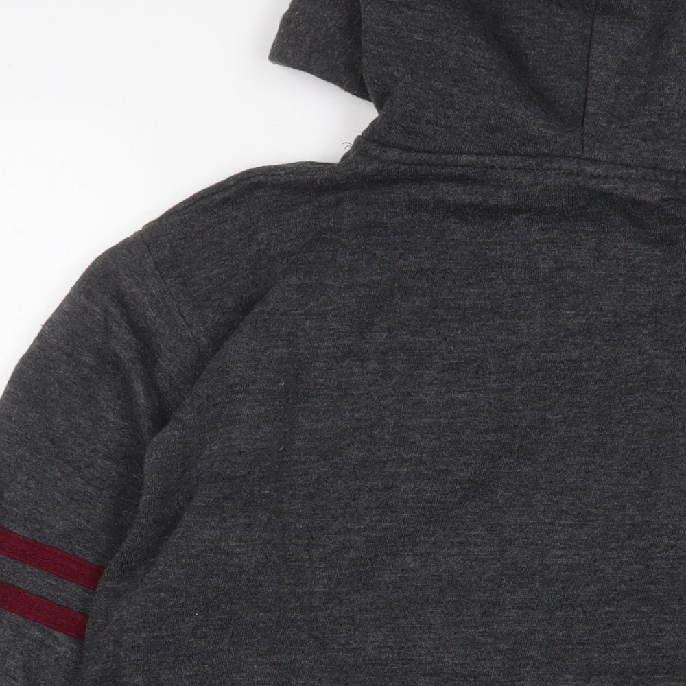 Harry Potter Mens Grey Cotton Pullover Hoodie Size L - Embroidered