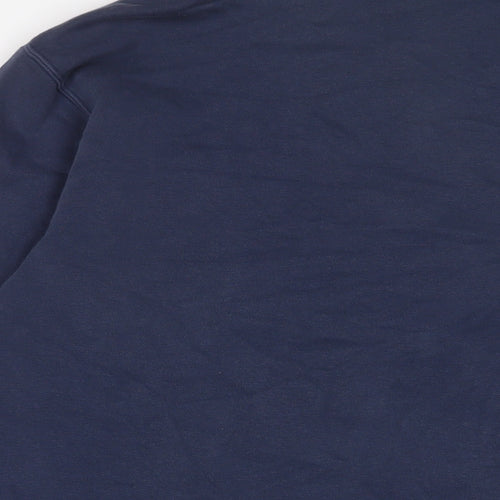 Nike Mens Blue Cotton Pullover Sweatshirt Size L - Logo, Embroidered