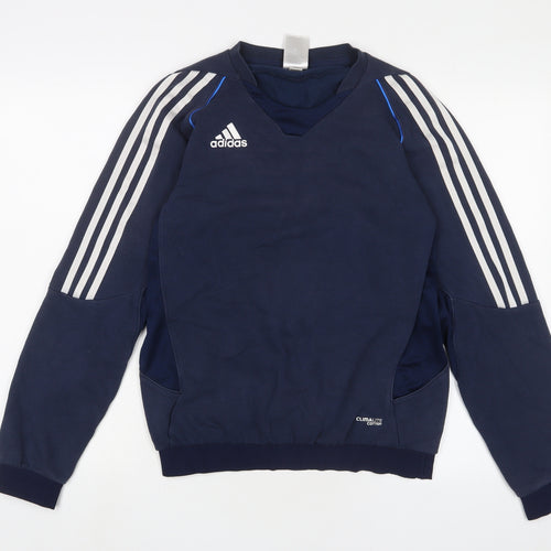 adidas Mens Blue Cotton Pullover Sweatshirt Size S