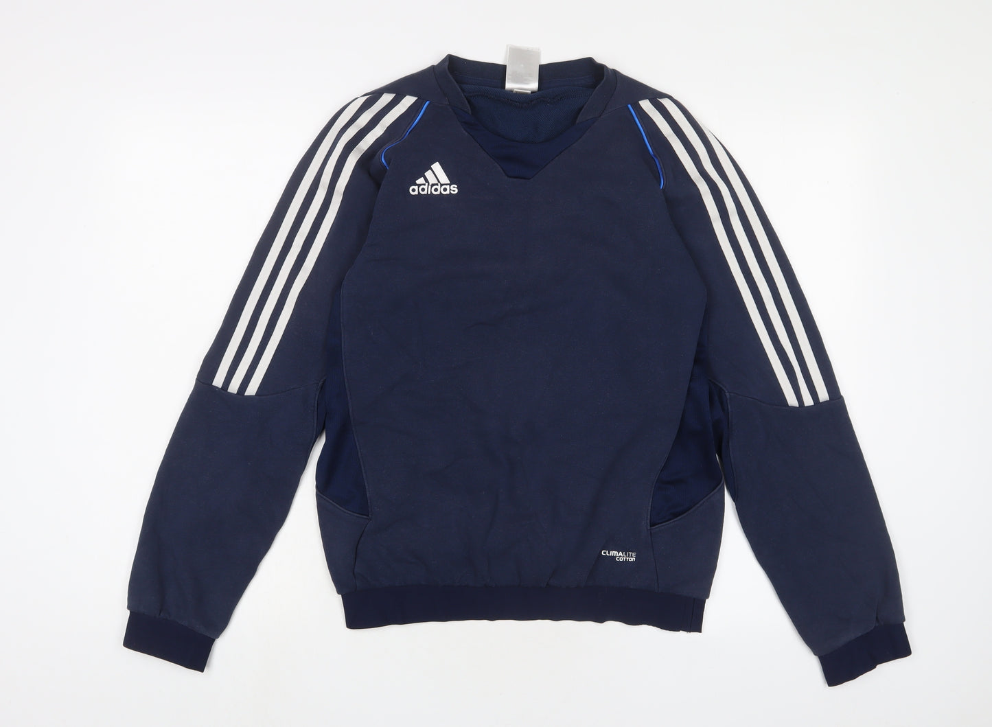 adidas Mens Blue Cotton Pullover Sweatshirt Size S